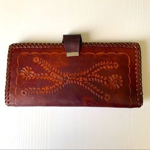 Vintage Hand tooled Leather clutch